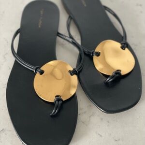 Tory Burch Patos Black and Gold Women's Sandals